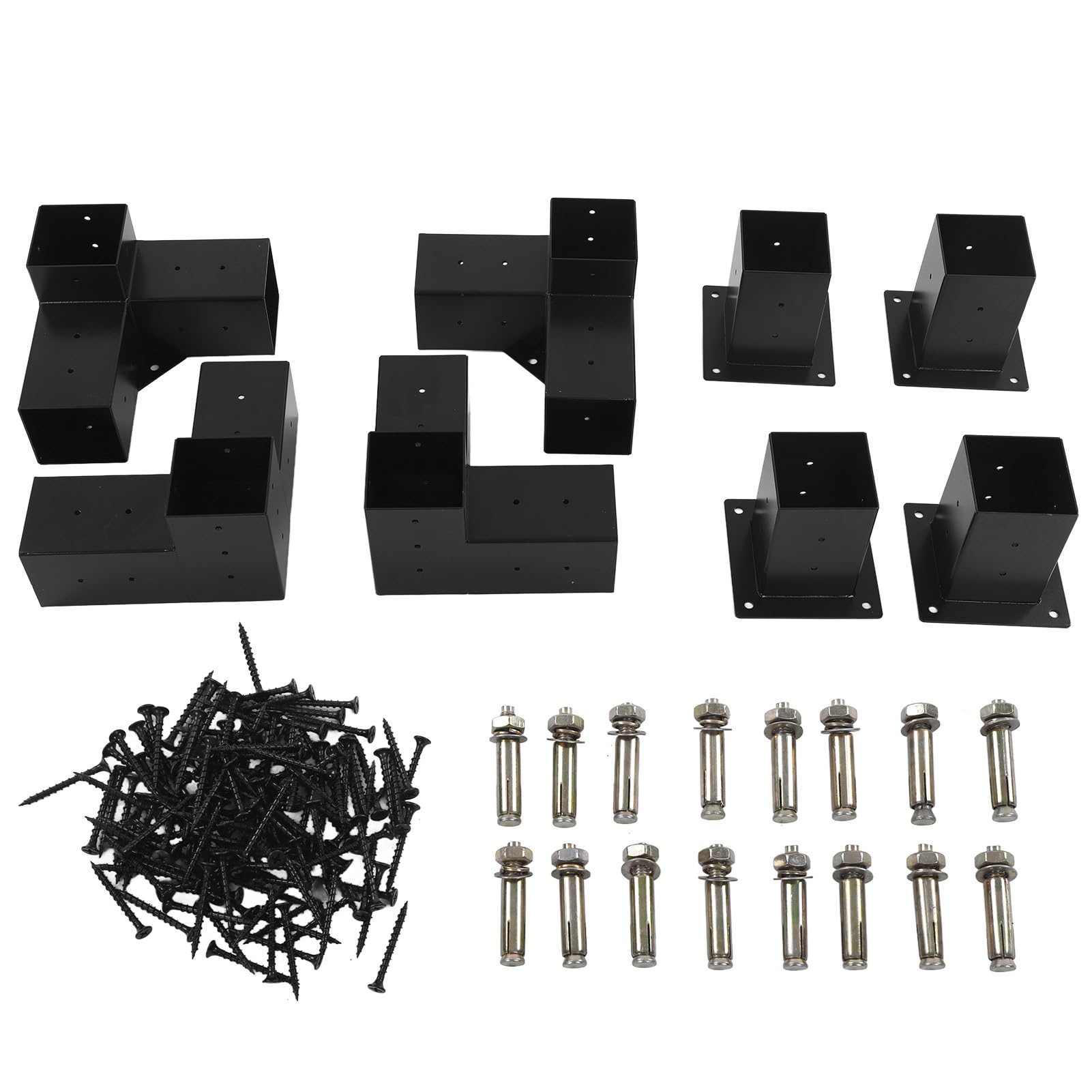Staffa per pergola in acciaio fai da te supporto in legno sopraelevato kit hardware staffa angolare per lavorazione del legno all'aperto struttura robusta antiruggine per terrazze (8 pezzi)