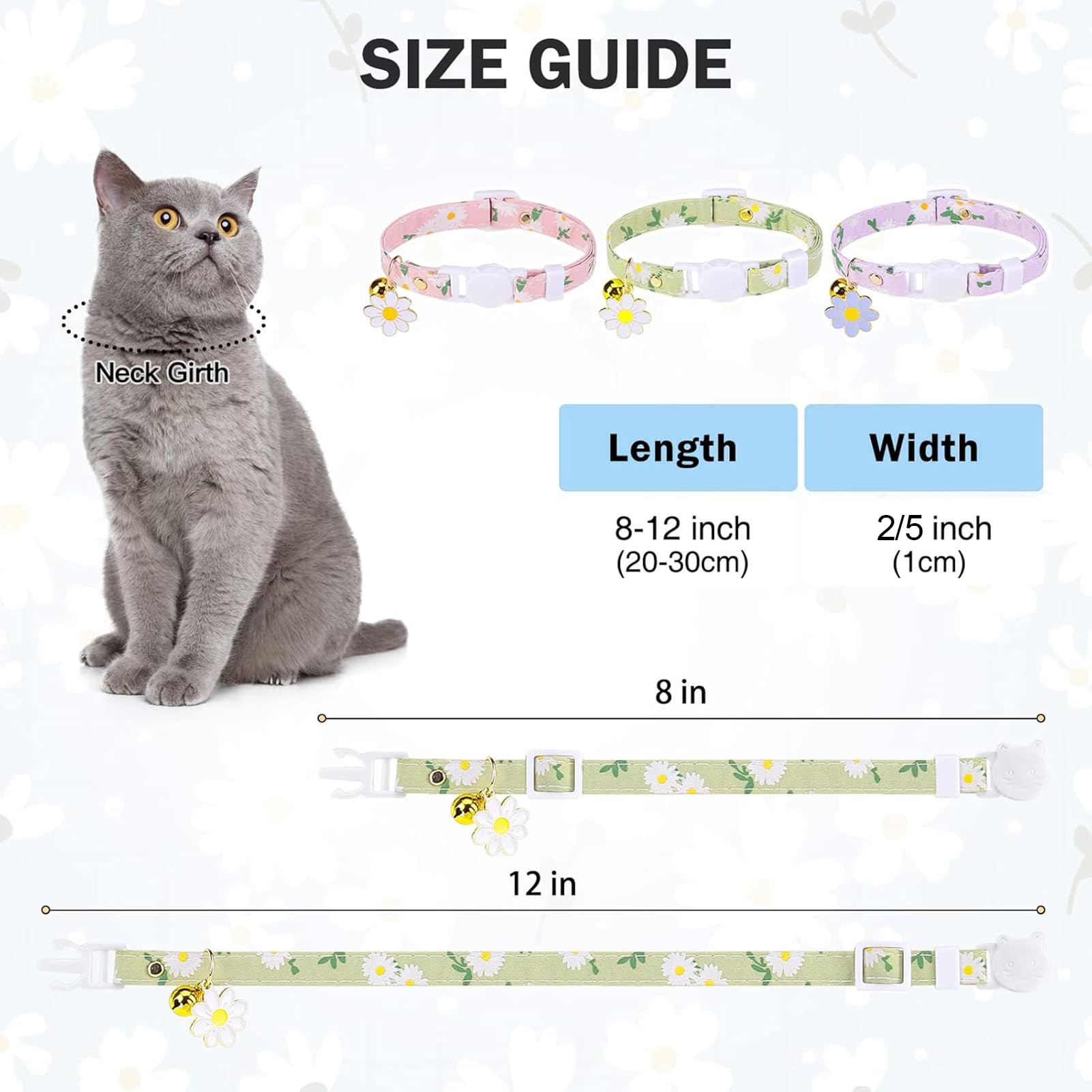 Collares de gato con campanas y abalorios, collar de hebilla de seguridad ajustable personalizado para gatitos, gatos, niñas y niños