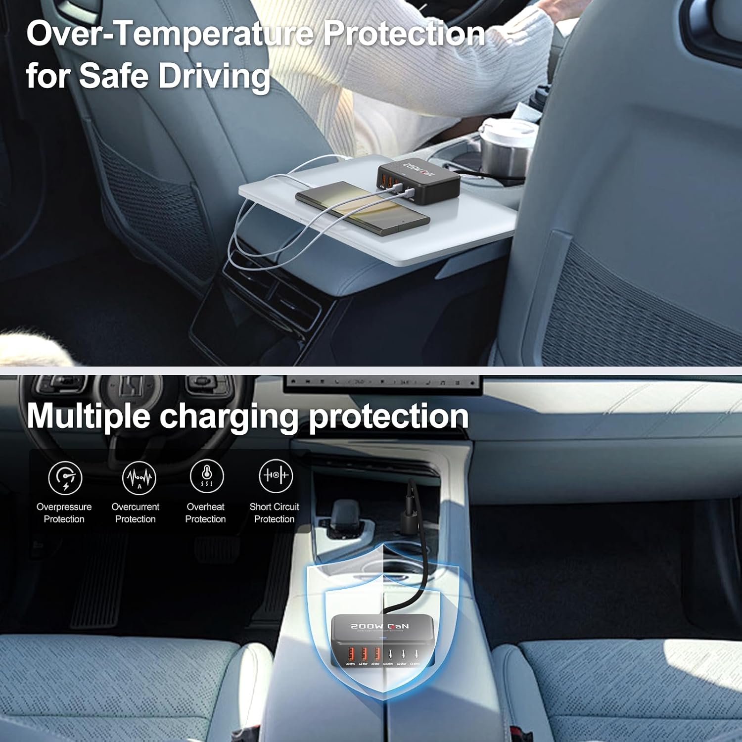 200W USB C Car Charger，Max PD 100W USB C Car Charger for MacBook/Air,Dell Latitude/Lenovo Thinkpad, PD3.0/PPS Cigarette Lighter Adapter for iPhone 17/16/15 Series, Samsung S25/S24/S23 Series