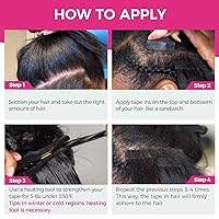 Vista 154 de Lashey Extensiones de Cabello Humano con Cinta Adhesiva Negro Natural 100% Remy Cabello Humano Liso Extensiones de Cabello con Cinta Largas de 24
