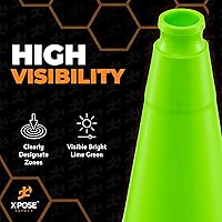 Vista 6 de Xpose Safety Cono de tráfico verde lima de 28 pulgadas, paquete de 4, cono de seguridad de PVC de alta calidad para estacionamiento, precaución