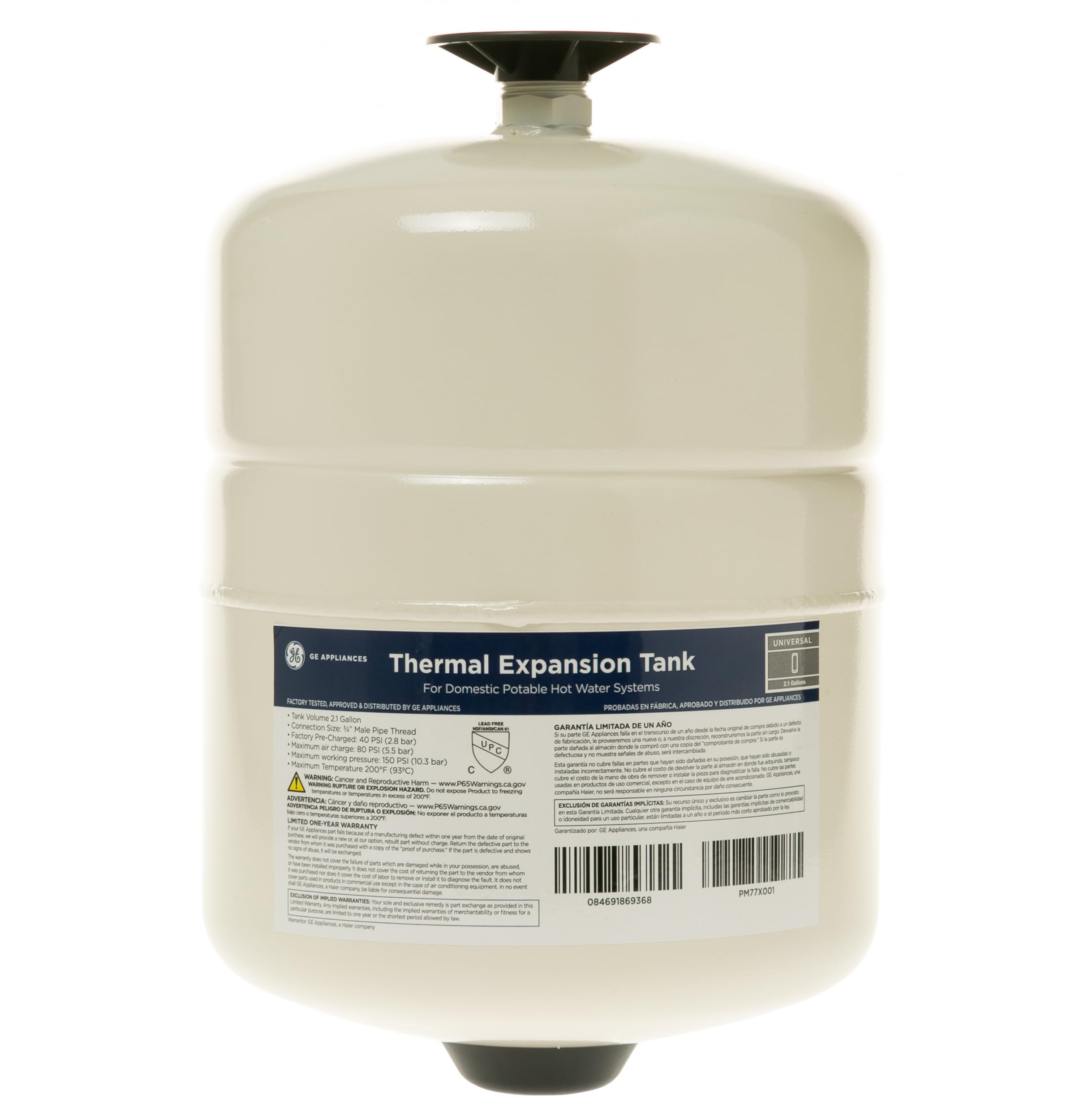 Réservoir d'expansion pour chauffe-eau GE 2,1 gal 40 psi