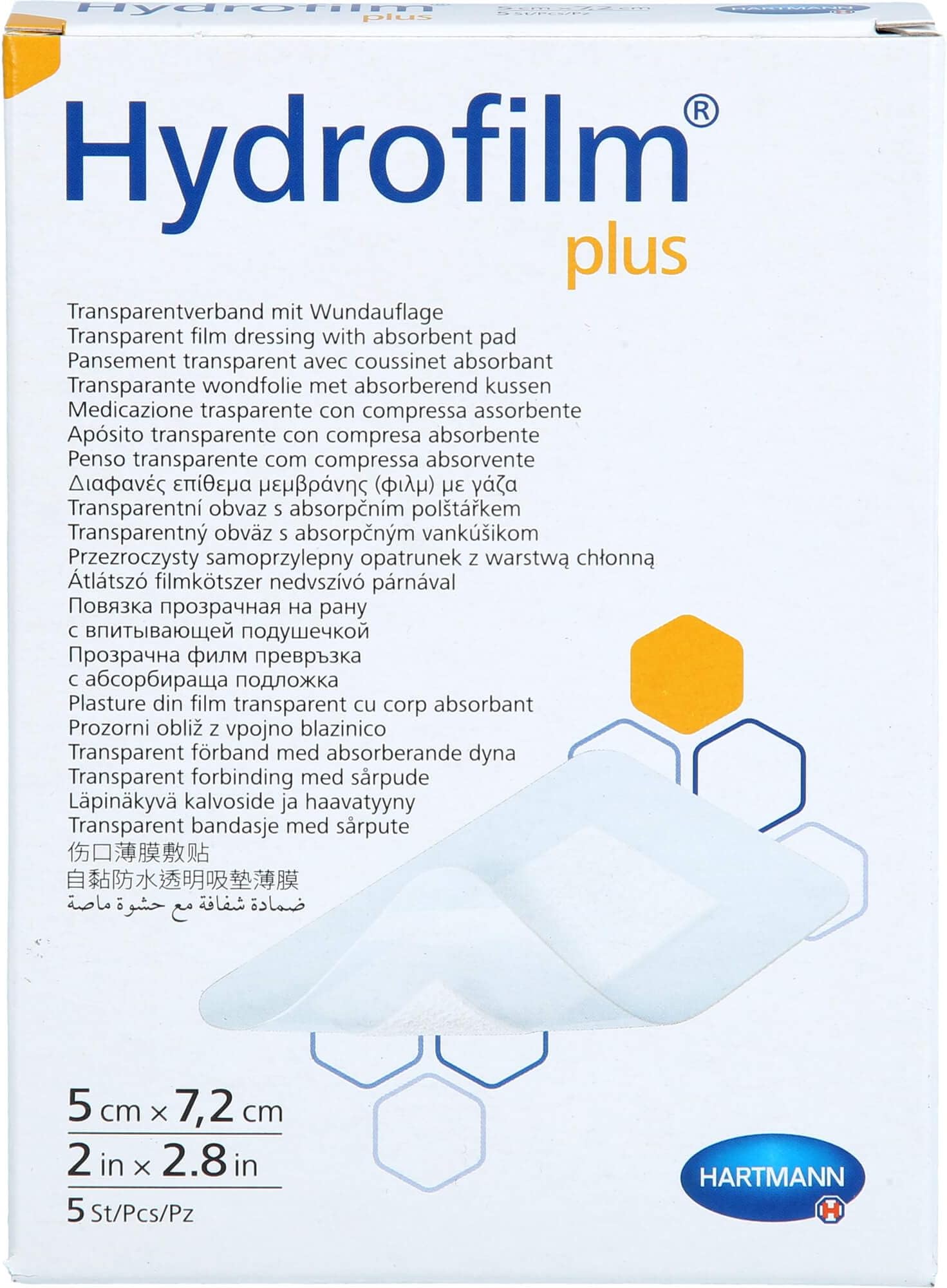 HYDROFILM Dressing, 5 x 7,2 cm, 5 pcs., 5.0 count, Sterile, Polyethylene, 0.01 pounds