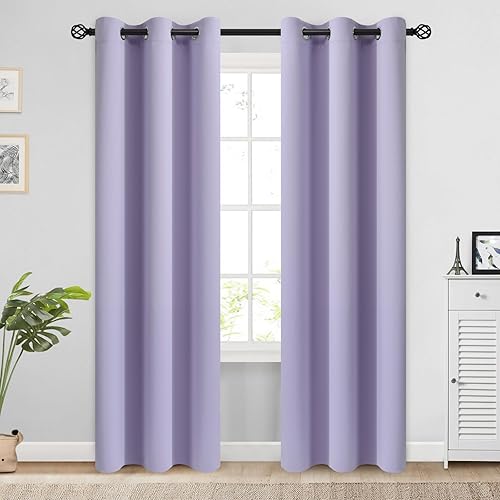 Miniatura 183 de COSVIYA Cortinas 100% opacas para dormitorio con forro negro, bloqueo de luz completa, aislamiento térmico y ojales, tratamiento de ventana de 54