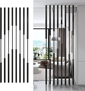 モダンなパーティションポスト - オフィスのプライバシーと家の装飾のための部屋仕切りスクリーン、天井から床までのポールに穴を開ける必要がなく、調節可能な脚付き、サイズをカスタマイズ可能(5pcs-A,290cm)