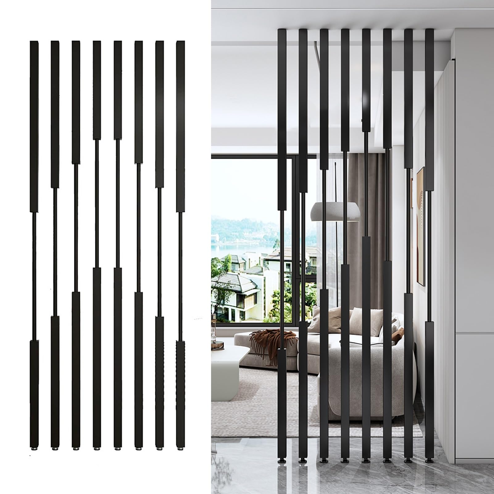 Divisorio per ufficio e casa, per garantire la privacy e decorare gli ambienti, senza bisogno di forare il soffitto o il pavimento, dimensioni personalizzabili.(8pcs-C,170cm/67in/5.6ft)