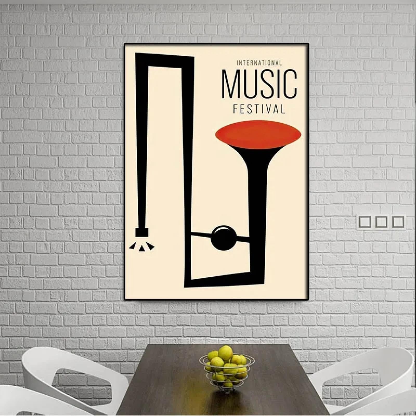 BMGKYAGL Poster retrò di musica classica con giradischi in vinile, quadro da parete con chitarra, arredamento moderno per la casa, 30x45 cm x 2 cornici