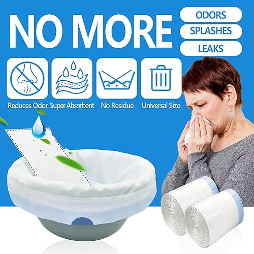 Miniatura 2 de Senvok Forros para inodoro con almohadillas altamente absorbentes, paquete de 60 unidades, grado médico, ajuste universal, a prueba de fugas,