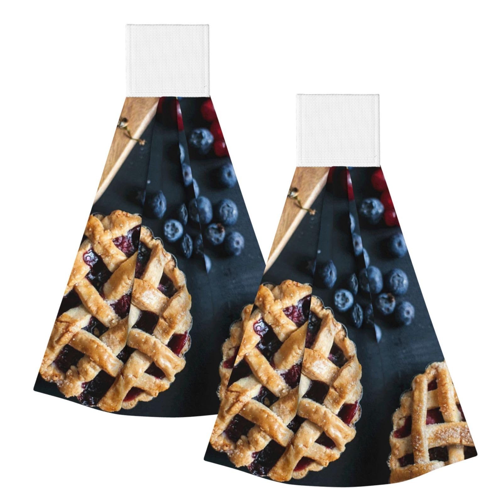 DOPKLNA Berry Pie, 2 Pcs Hanging Coral Fiber Hand Towels for Bathroom, Absorbent Kitchen Towels
