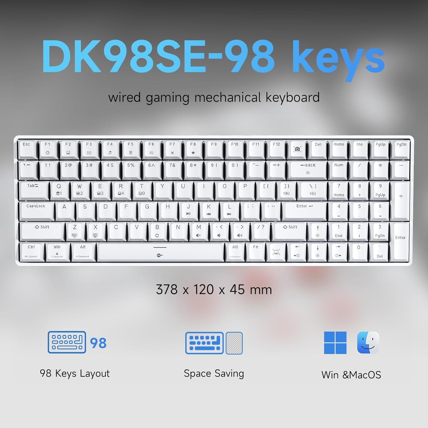 DIERYA DK98SE 98-key layout with dimensions