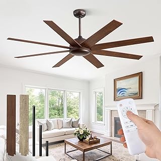 Fanbulous 62 Inch large Ceiling Fan without Light, Brown, Farmhouse, Remote