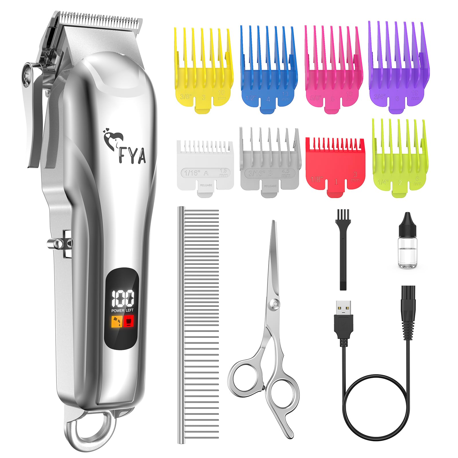 FYA Dog Clippers for Grooming, Low Noise, Rechargeable Cordless Pet Hair Clippers for Thick Heavy Coats, Dog Trimmer Grooming Kit, Pet Shaver for Small and Large Dogs Cats (B0D2QVGFFS) Amazon Price History, Amazon Price Tracker