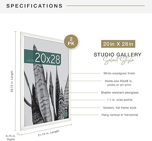 Vista 740 de MCS Studio Gallery Marco para póster de 16 x 24 pulgadas, imitación de veta de madera de color negro, colgar en horizontal o vertical, grande