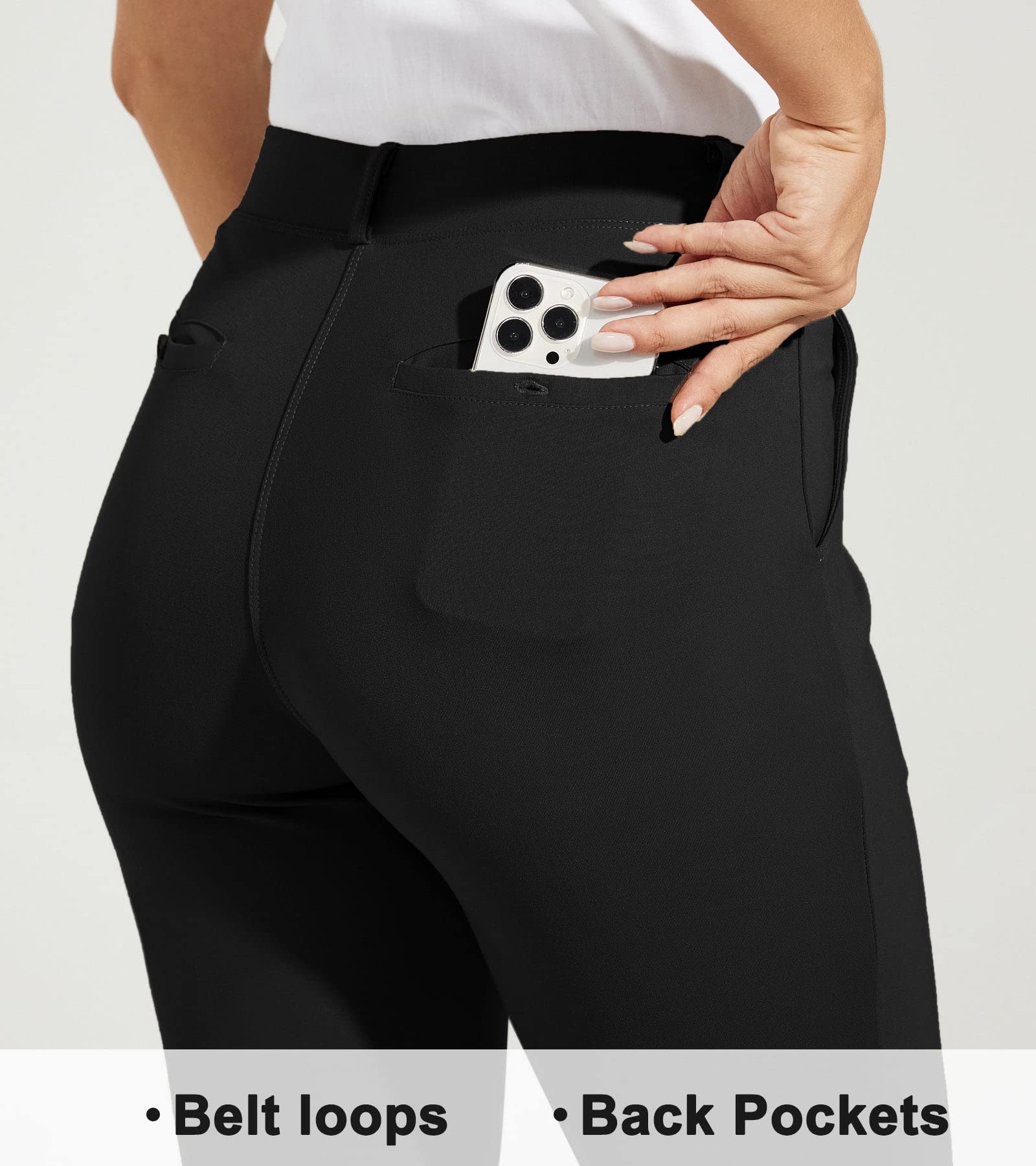 Willit Pantalones de yoga para mujer, ajustados, pantalones de trabajo, ajustados, elásticos, pantalones casuales de oficina, bolsillos, 27, 28, 29, 30 pulgadas