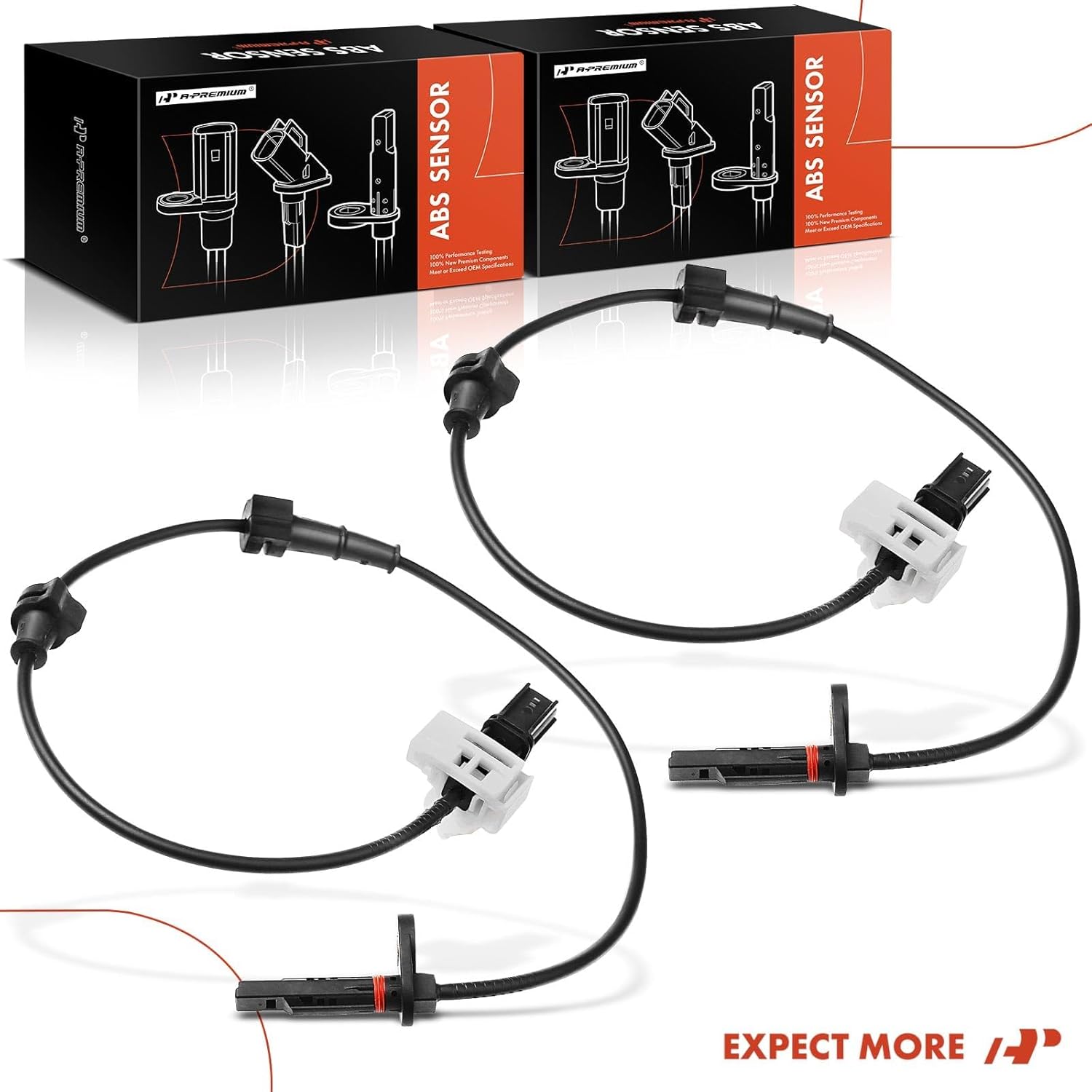 A-Premium 2PC Set Rear Side ABS Wheel Speed Sensor Compatible with Honda Accord 2008 2009 2010 2011 2012 - Rear Driver and Passenger Side