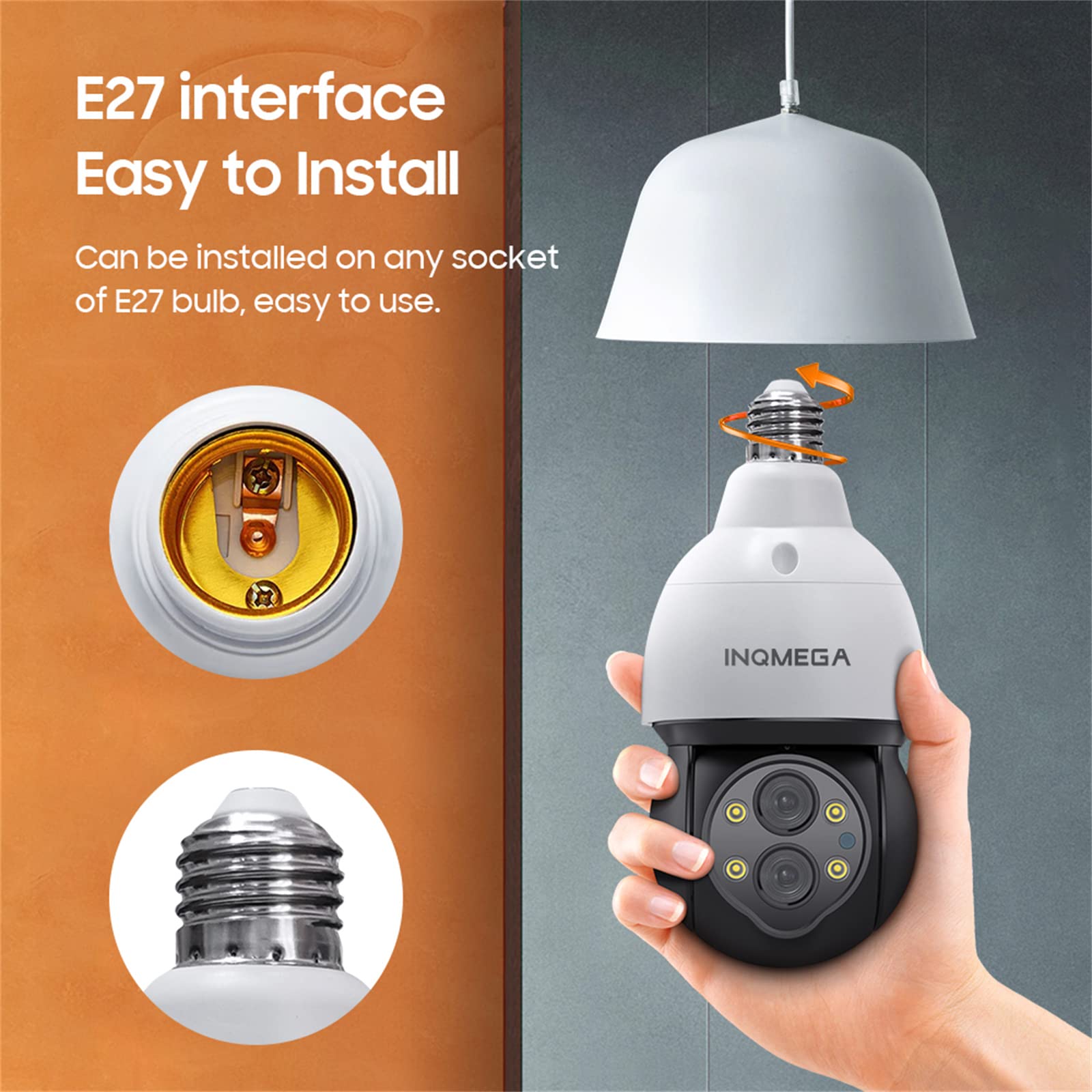 Caméra Ampoule 4MP, Caméra ZOOM 10X Surveillance Vidéo Enregistreur De Protection Externe PTZ Double Objectif 4Mm-12Mm Couleur Nuit,4m
