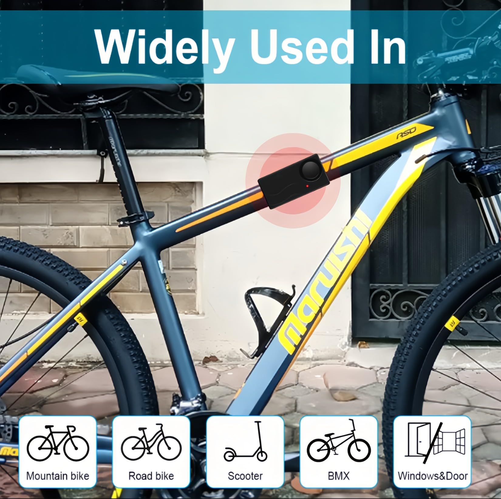 Mengshen Sistema di allarme antifurto per bici elettriche e scooter, con sensore di vibrazione e sensore di movimento, 110 dB, sensibilità e volume regolabili
