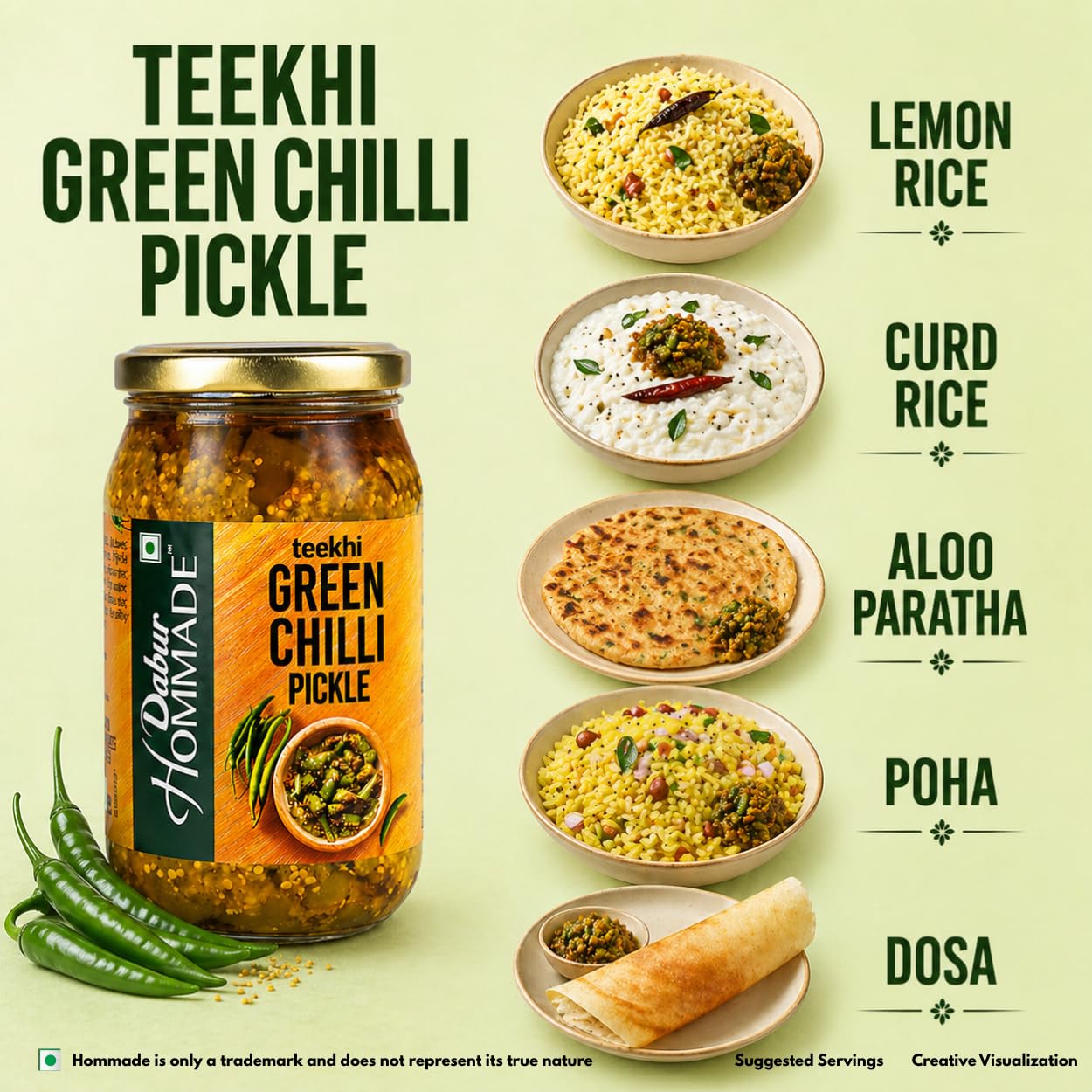 Dabur Hommade Green Chilli Pickle , 400 Gm 2