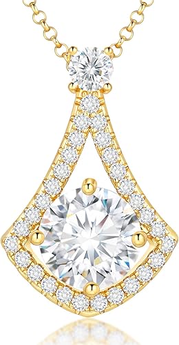 Moissanite Necklace Pendant Gift for Women, 925 Sterling Silver 18K White Gold Vermeil Hypoallergenic 1.0-4.0CT Moissanite Valentines Pendant for Her, Anniversary Day, Birthday, Wedding - to My Wife, Mom