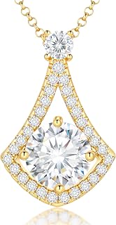 Moissanite Necklace Pendant Gift for Women, 925 Sterling Silver 18K Yellow Gold Vermeil Hypoallergenic 1.0-4.0CT Moissanite Pendant for Her, Anniversary Day, Wedding, Birthday - to My Wife, Mom