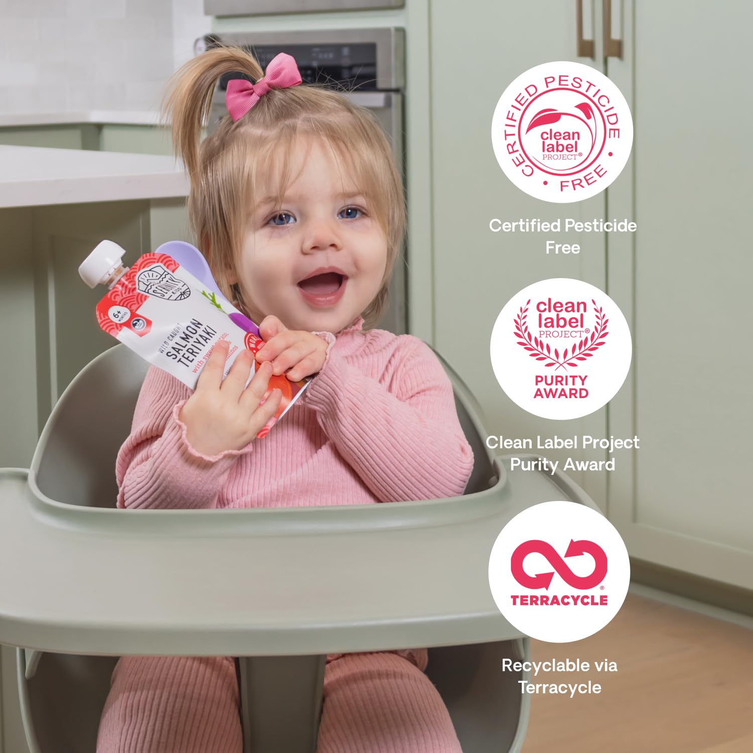 Serenity Kids 6+ Months World Explorers Baby Food Pouches Puree Made With Ethically Sourced Meats & Organic Veggies | 3.5 Ounce BPA-Free Pouch | Salmon Teriyaki | 1 Count thumbnail 6