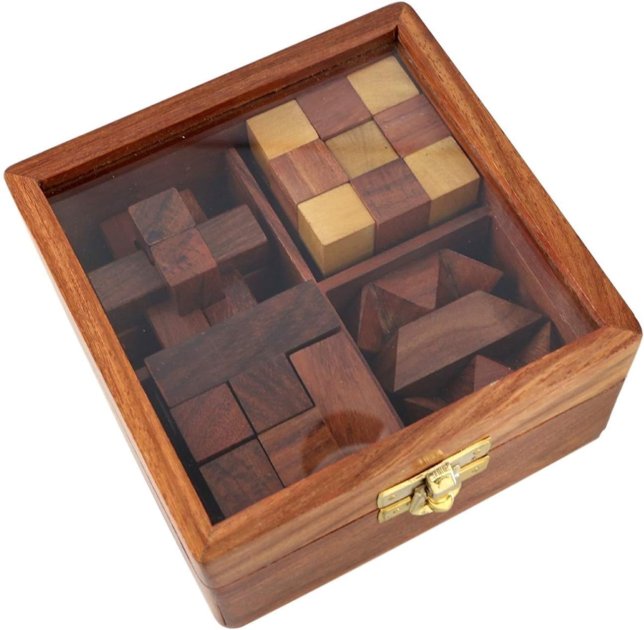 4-in-One Wooden Puzzle Games Set 3D Puzzles for Teens and Adults (4 Puzzle Set)