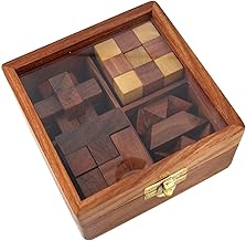 4-in-One Wooden Puzzle Games Set 3D Puzzles for Teens and Adults (4 Puzzle Set)