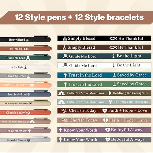 Miniatura 7 de Glenmal Juego de 24 pulseras cristianas, regalos cristianos, bolígrafos de tinta negra, pulseras de goma de colores para niños, enfermeras,
