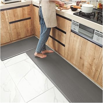 VXHCS Anti Fatigue Mat, Standing Desk Mat Ergonomic Waterproof Mat, Non-Slip Kitchen Floor Mat for Home, Office, Laundry Color Grey, Size 51x99cm/20.08x38.98in