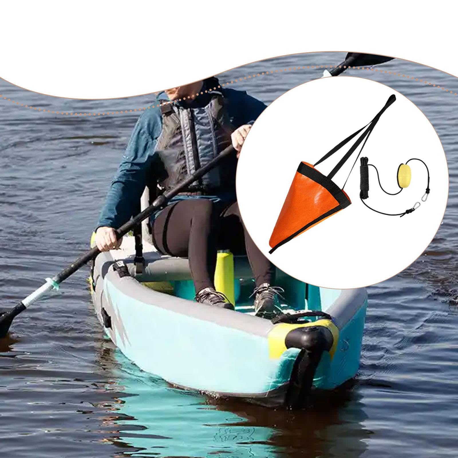 Oshhni Ancre Flottante, bouée de freinage, Ancre pour Kayaks, pontons et voiliers, de pêche à la traîne, Corde Noire, 24 Pouces
