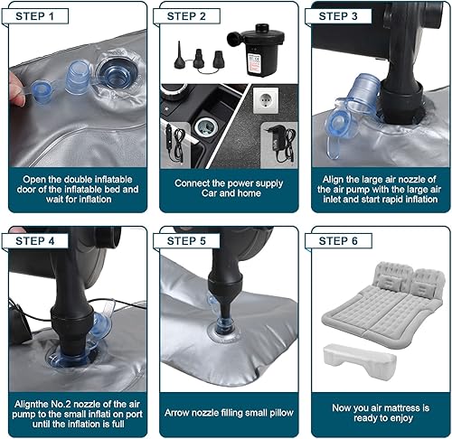 Miniatura 6 de Colchón de aire para automóvil colchón de aire SUV colchón de coche para campamento dormir viajes viaje por carretera colchón universal inflable con