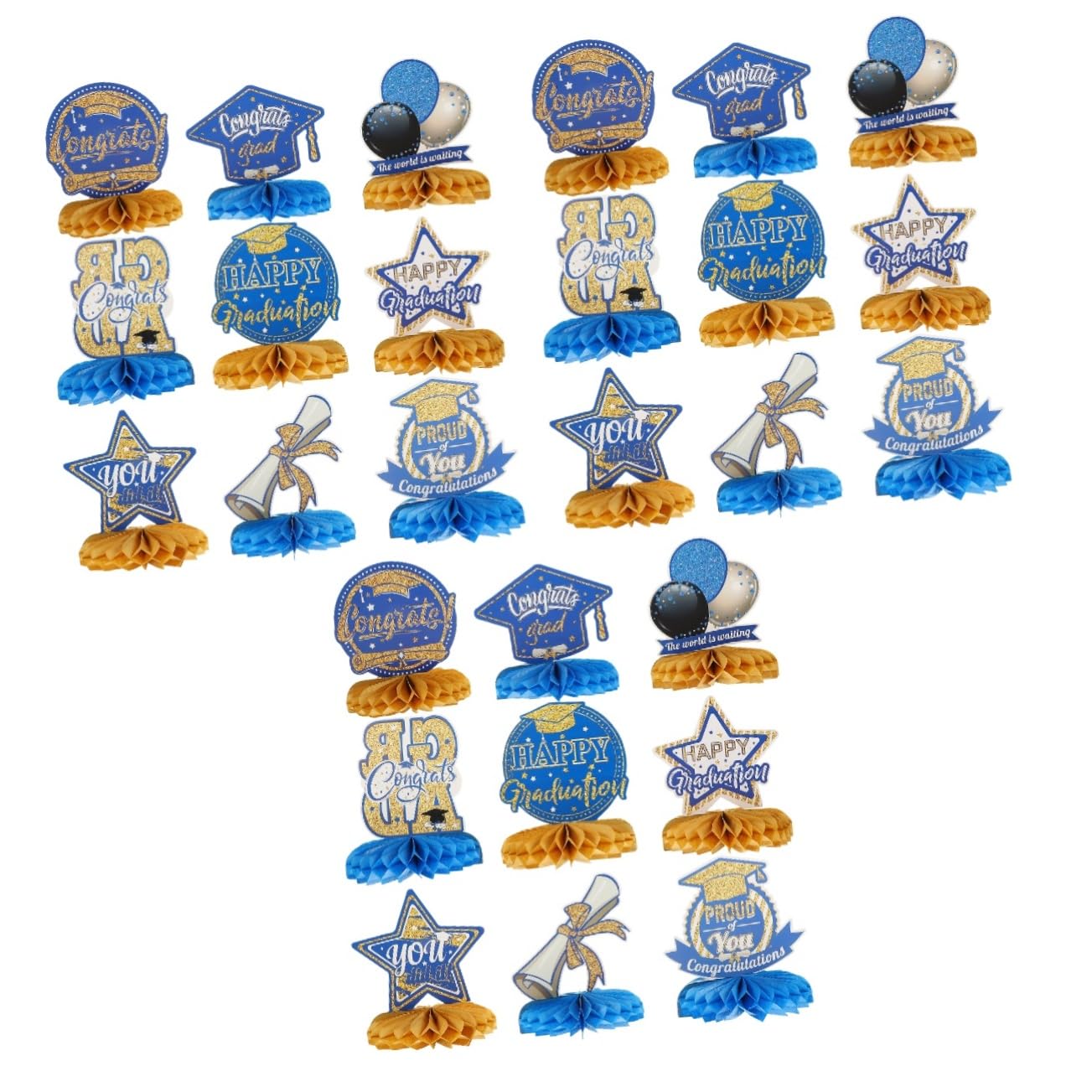TOPBATHY 3 Sätze Abschluss-waben-ornament Hochzeit Goldene Tischdekorationen Zum Abitur Schreibtisch Dekoration Home Decor Tischdekoration Für Party Wabenkugeldekore Papier Blue 9 Stück * 3
