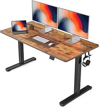 Electric Standing Desk, 55 x 24 Inches Height Adjustable Stand up Desk, Sit Stand Home Office Desk, Computer Desk, Rustic Brown