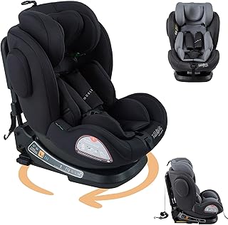 Kinderautositz mit Isofix | 360° drehbar | Autokindersitz | Autositz | Kindersitz i-Size 40-150cm | 5-Punkt-Sicherheitsgurt | 8-fach einstellbare Kopfstütze ECE R129/03 | Schwarz