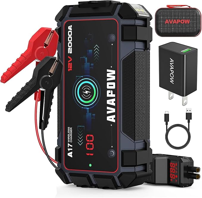 AVAPOW A17 Jump Starter 2000A with AVAPOW Wall Charger 18w