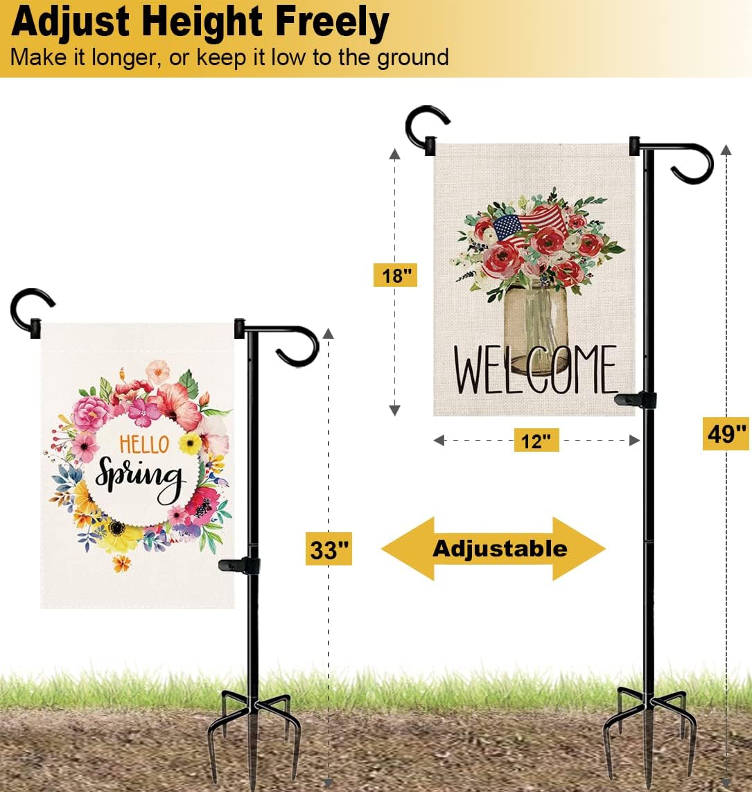 49 Inch Garden Yard Flag Stand Holder with 5 Forked Base for 12 X 18 Sign Decoration, 1 Pack - Image 5