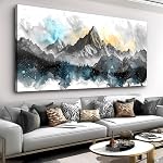 Wall Art Mountain Abstract Wall Art Aquarelle Toile Peinture Affiche pour Salon Chambre à manger Maison Bureau Décor 20"x40"(50CMx100CM)