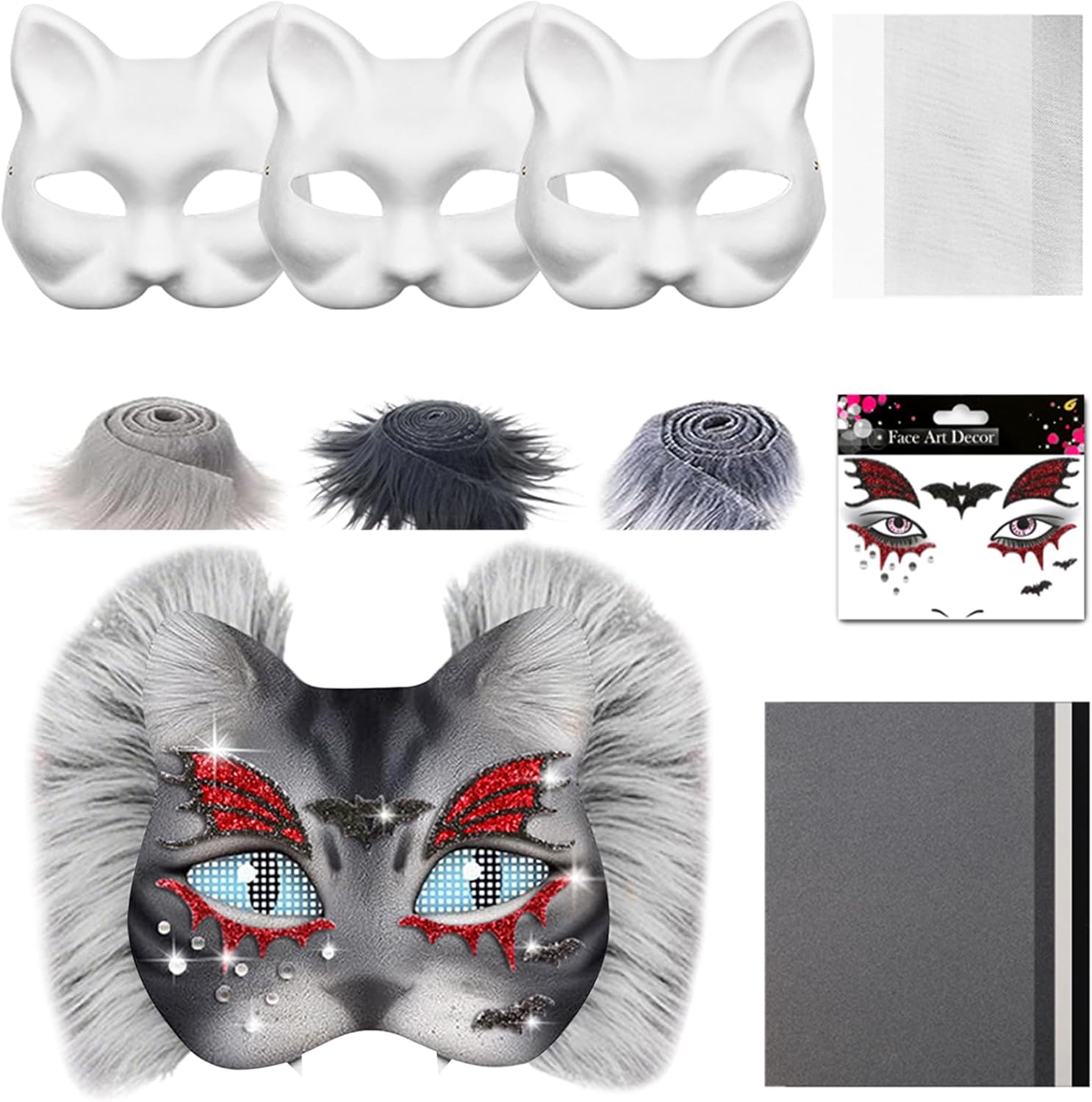 BCUUOZEEING Katzenmasken Set 6 Stück - Therian Mask Zum Bemalen DIY