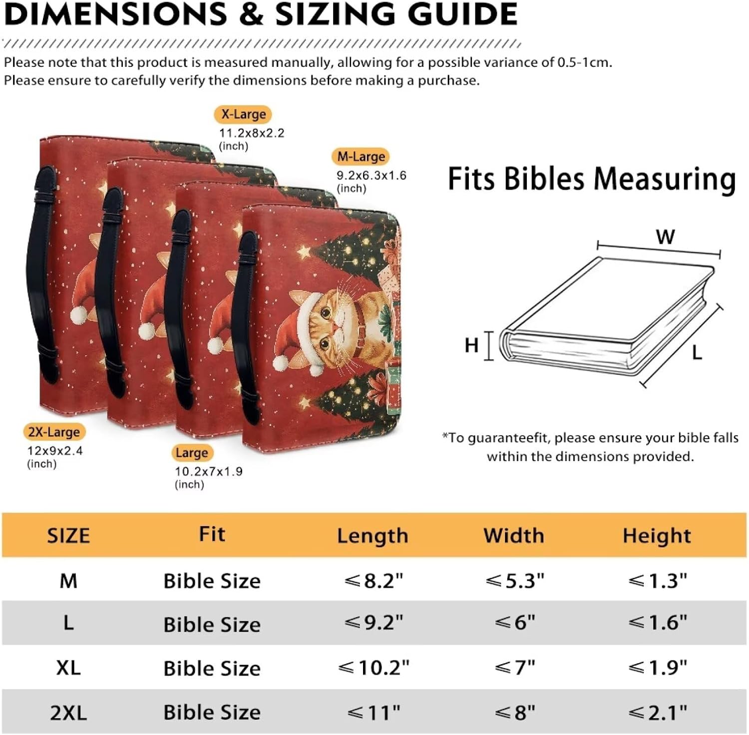 Leather Bible Covers for Women Men Bible Cover Bible Cover Case with Handle and Zipper Protective Book Cover
