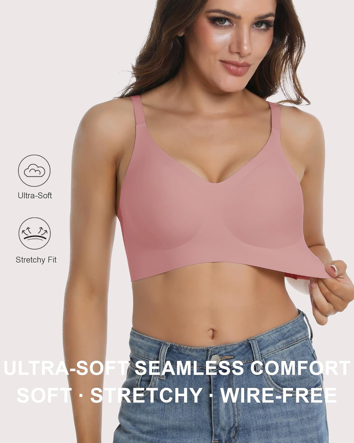 Vinfact 3 Pack Womens Wireless No Underwire Comfort Soft Bras Pullover Jelly Support Seamless Sleep Tshirt Everyday Bralette - Image 4