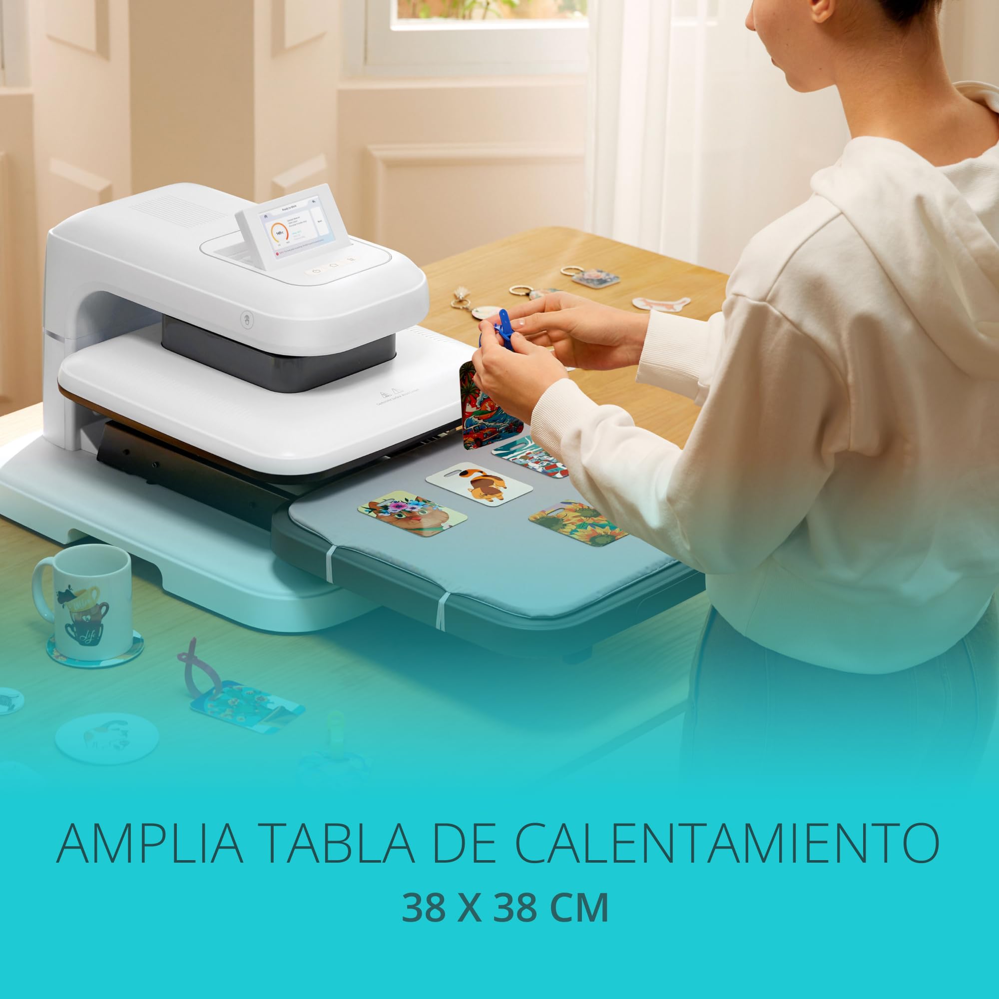 LOKLiK - Prensa de Calor para Personalizar Camisetas, Suéteres, Mantas, Toallas, Bolsas Tote, Mochilas y Otros Tejidos 25,5 x 25,5 cm - Portátil