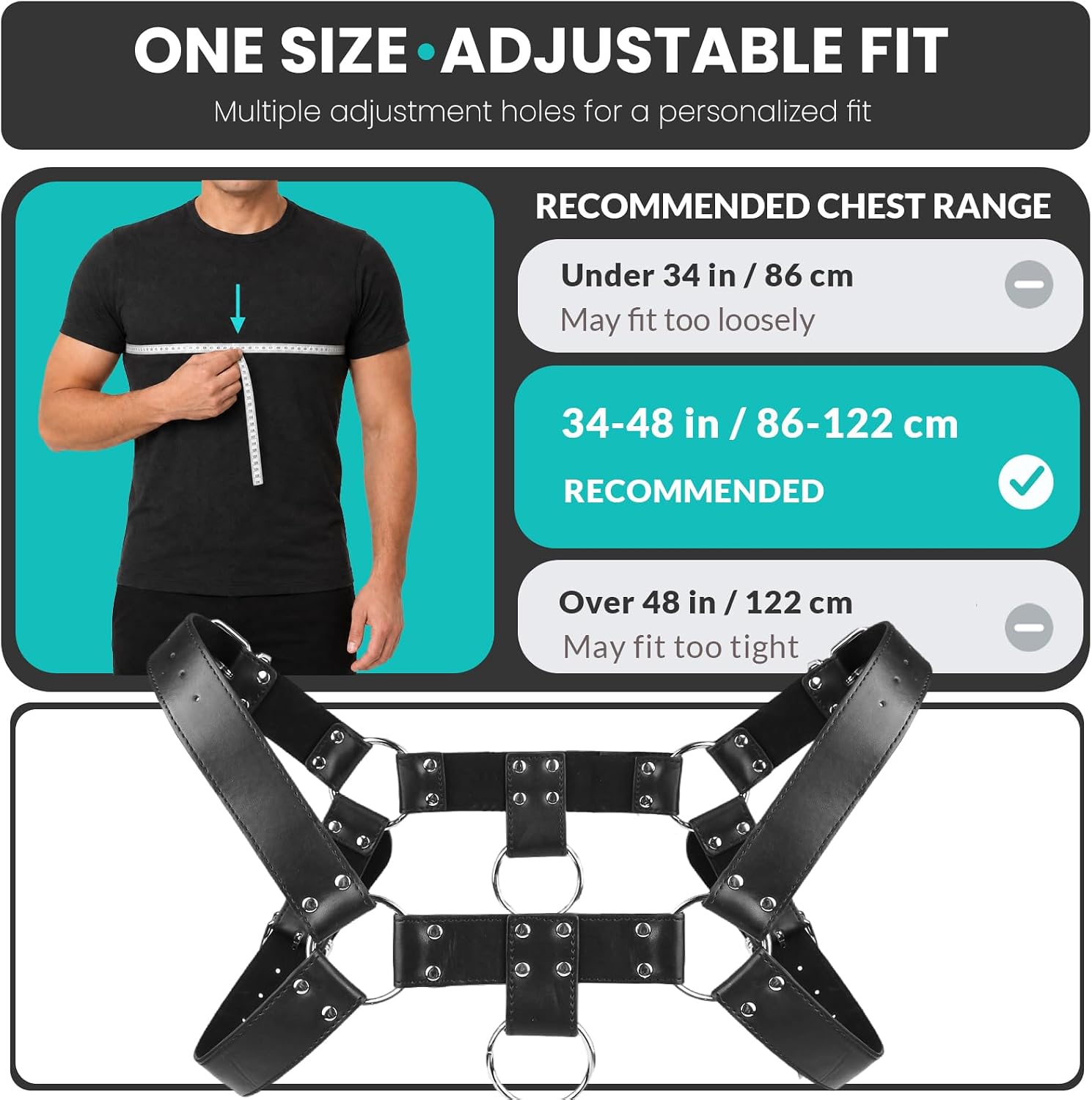 PU Leather Chest Harness for Men Male Rave Outfit Costume Cosplay Top
