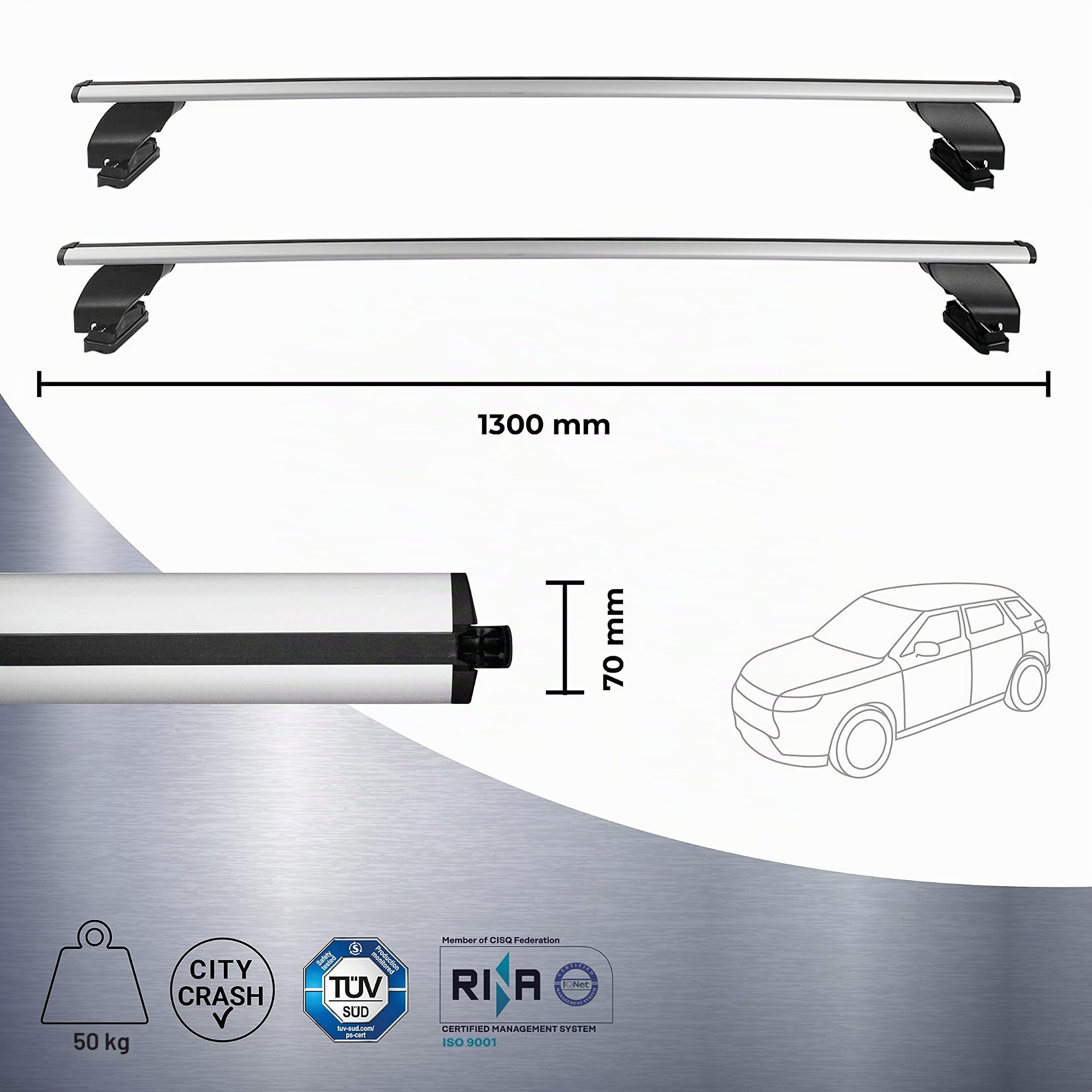 Tetrax Barre portatutto portapacchi auto, Compatible VOLKSWAGEN Golf VII 5 PORTE (5G) 2012 > 2020