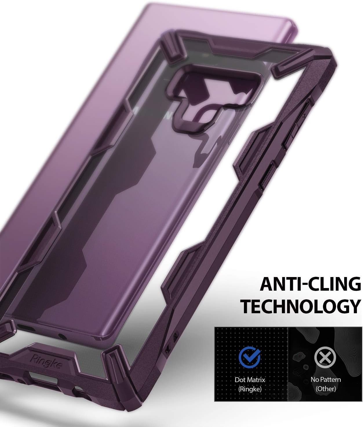 Ringke Fusion-X Compatible with Galaxy Note 9 Case, Clear Back Heavy Duty Shockproof TPU Rugged Bumper Phone Cover - Lilac Purple