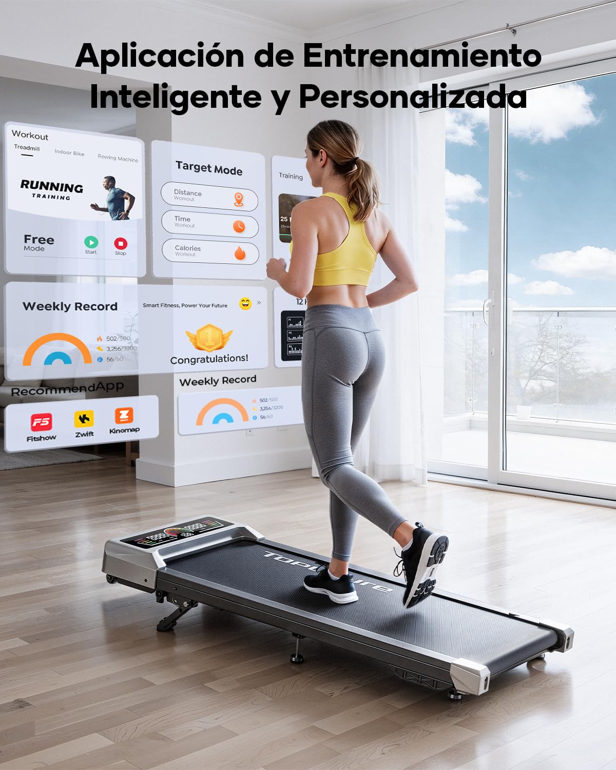 1-10km/h Tapis Roulant Salvaspazio, Tapis Roulant Elettrico con 10% Inclinazione, 3 Pendenza, 3.0HP Motore silenzioso, 4 in 1 sotto la scrivania Walking Pad, App e Telecomando, Ampio Display LED