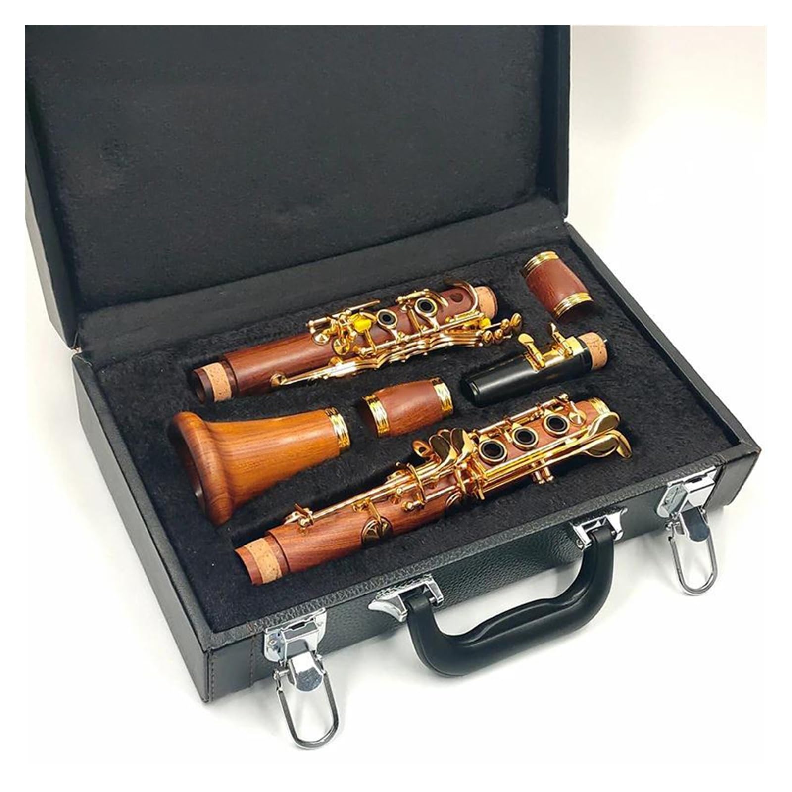 Corpo In Legno Di Sequoia Clarinetto Chiavi In ​​Do Chiavi Placcate In Oro Clarinetto Con Accessori