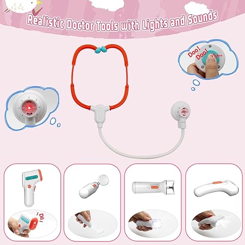 Miniatura 2 de Kit médico de juguetes veterinarios para mascotas, juego de simulación de hospital, juguetes de clínica veterinaria con luz y sonido, juego de