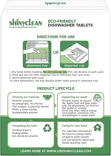 Miniatura 8 de Tabletas de detergente para lavavajillas con enjuague integrado, cápsulas a base de plantas todo en 1, sin fragancia ni tinte, natural y sin
