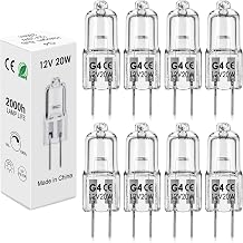 BROTOU G4 Halogen Bulbs, 20W 12V 300LM 2800K Warm White 2 Pin Clear Capsule Lamp Bulbs, Dimmable (8)