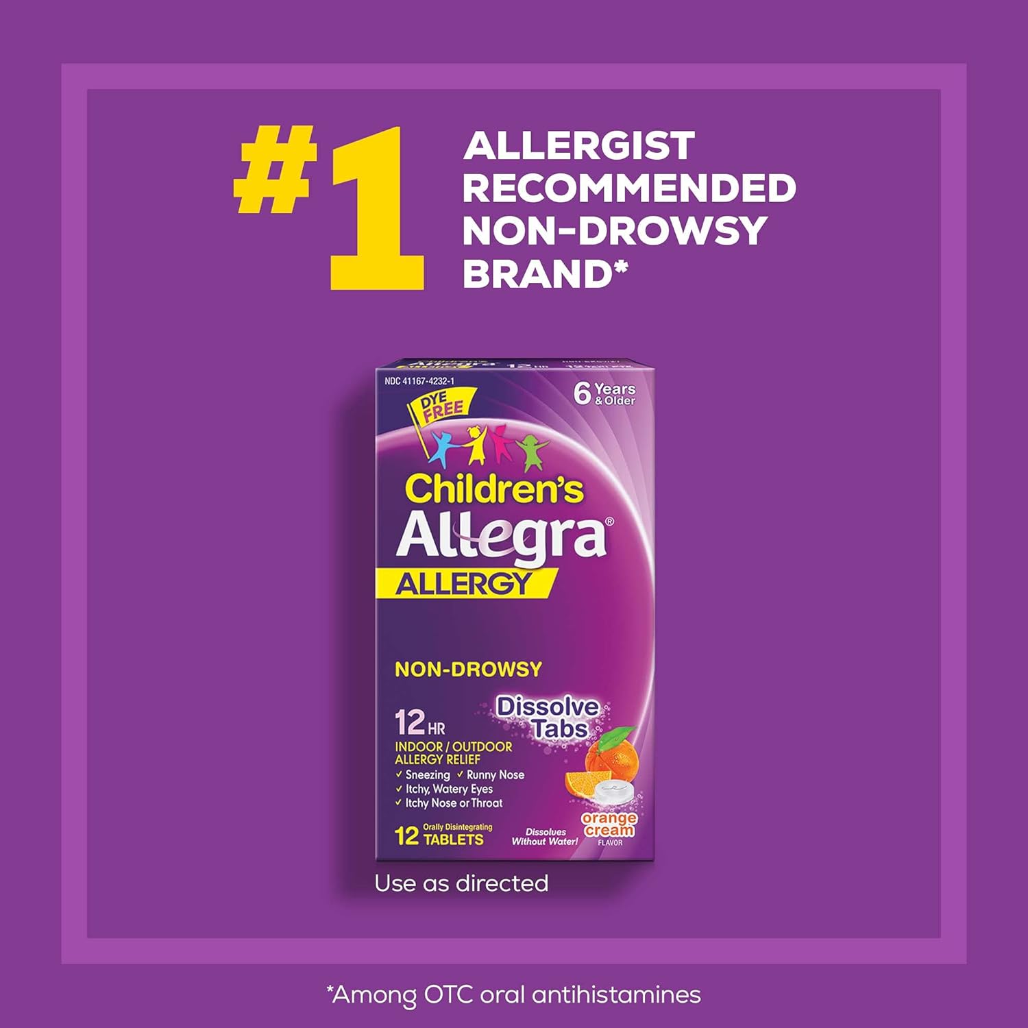 Allegra Children's Non-Drowsy Antihistamine Meltable Tablets for 12-Hour Allergy Relief, 30 mg 12-Count : Everything Else